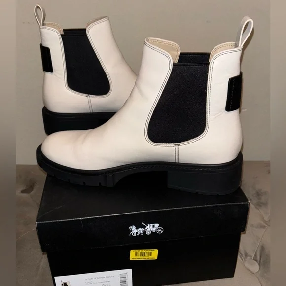 Coach Ivory Leather Ankle Boots - Picture 3 of 5